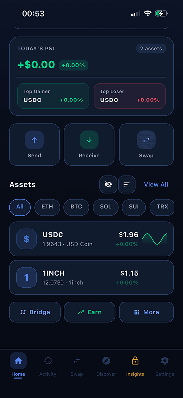 SUPER WALLET — Today's P&L and assets