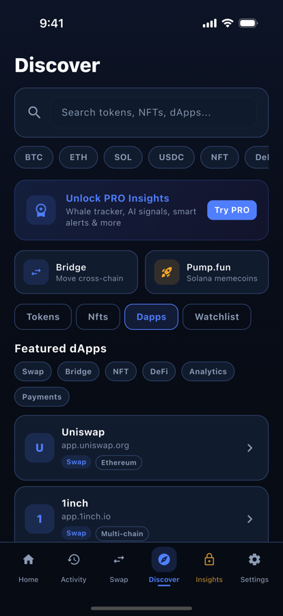 Discover dApps screen