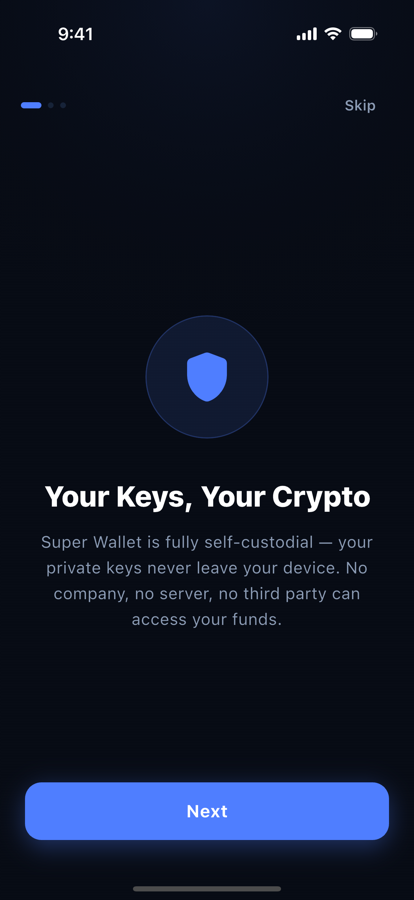 Wallet onboarding screen