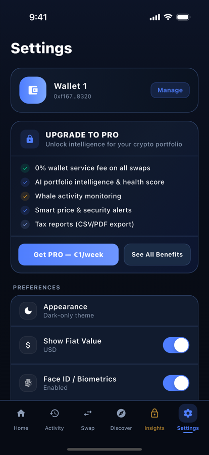 Settings with PRO upgrade
