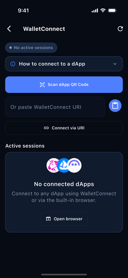 WalletConnect screen